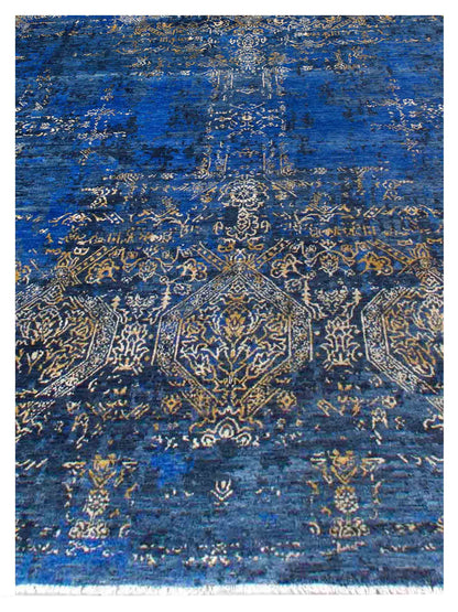 Artisan Dakota Navy Blue Gold Transitional Knotted Rug - Rugs - Artisan - Atlanta Designer Rugs