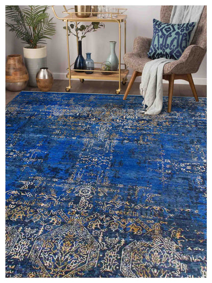 Artisan Dakota Navy Blue Gold Transitional Knotted Rug - Rugs - Artisan - Atlanta Designer Rugs