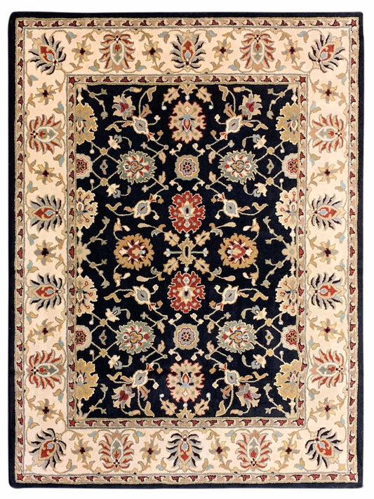 Artisan Paula Black Beige Traditional Tufted Rug - Rugs - Artisan - Atlanta Designer Rugs