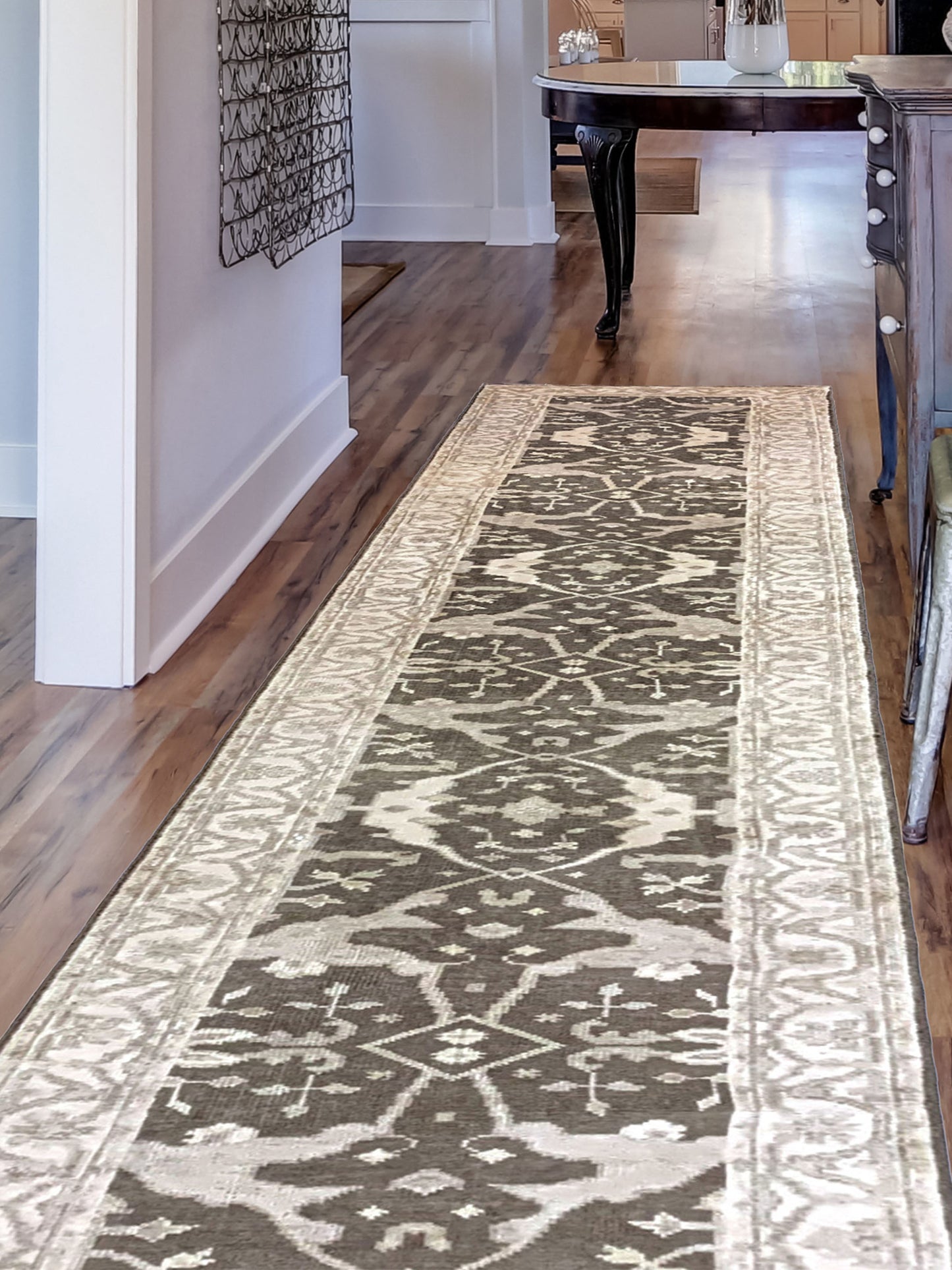 Artisan Emma  Brown Ivory Traditional Knotted Rug