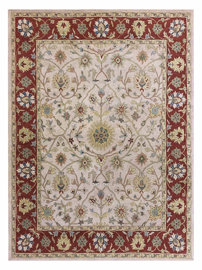 Artisan Paula Beige Red Traditional Tufted Rug - Rugs - Artisan - Atlanta Designer Rugs