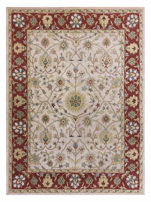 Artisan Paula Beige Red Traditional Tufted Rug - Rugs - Artisan - Atlanta Designer Rugs