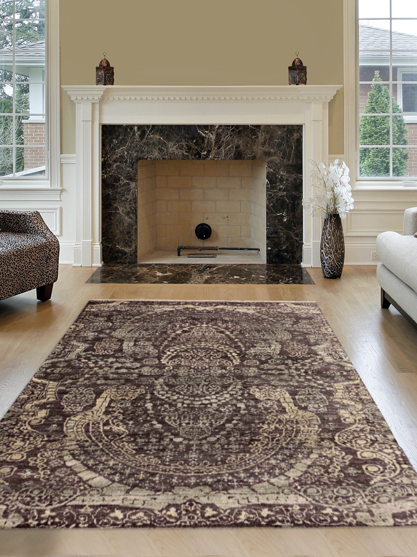 Artisan Anne  Chocolate Beige Transitional Knotted Rug