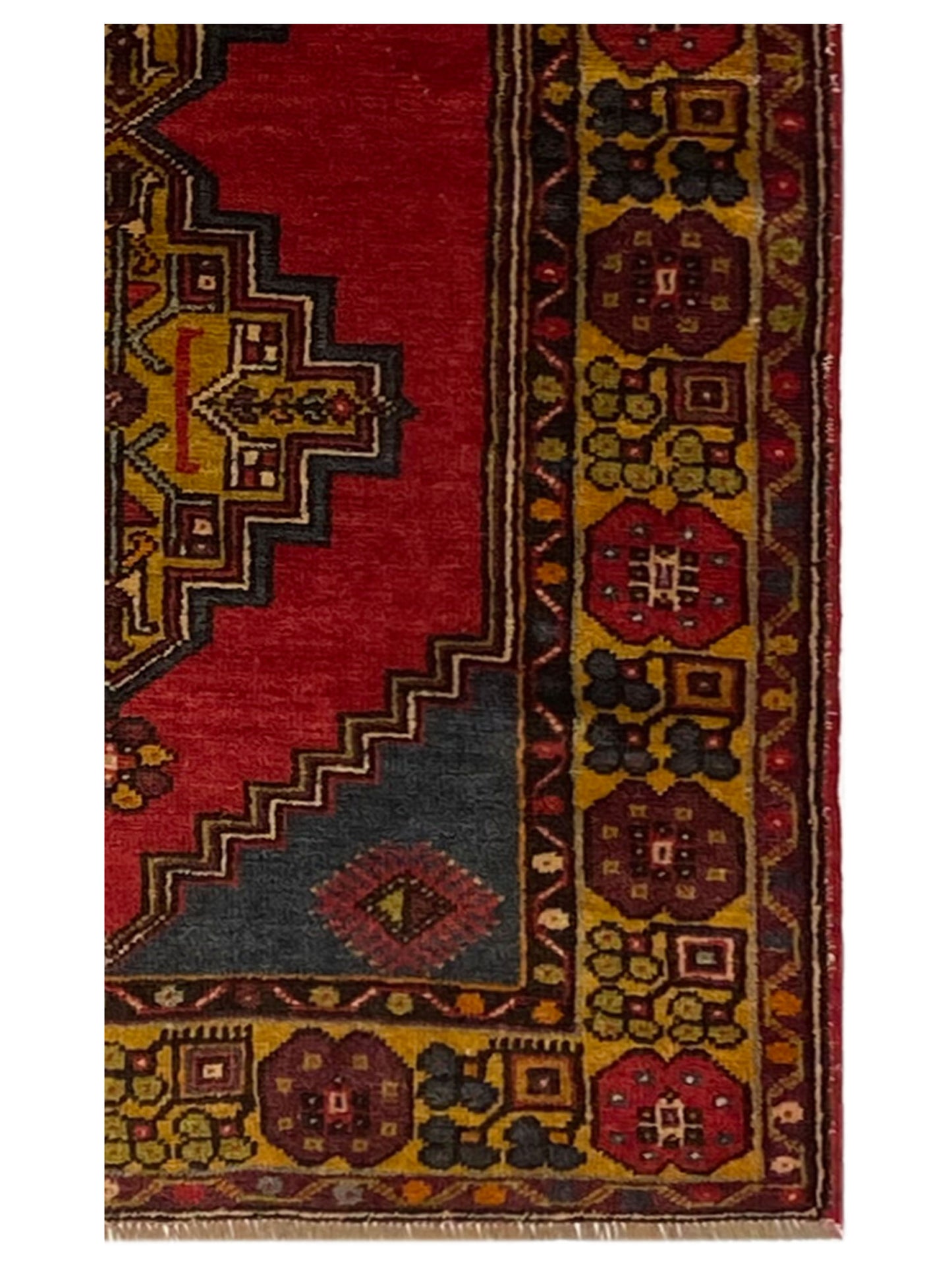Artisan Angelina  Red Gold Vintage Knotted Rug