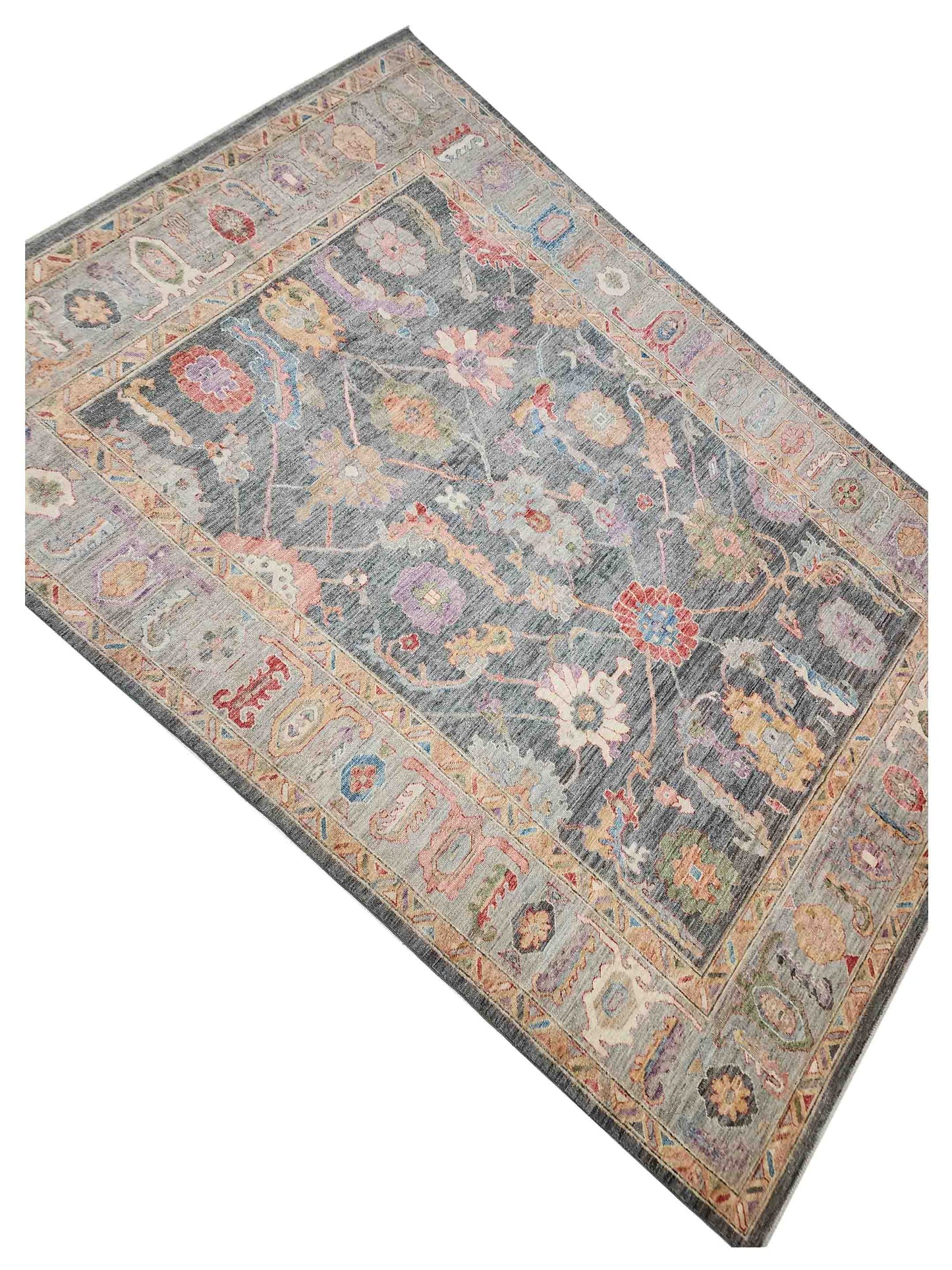 Artisan Pindi  Charcoal Silver Traditional Knotted Rug