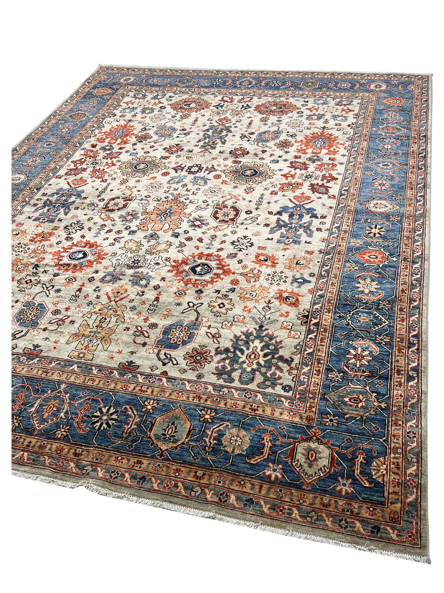 Artisan Leelee  Beige Teal Traditional Knotted Rug