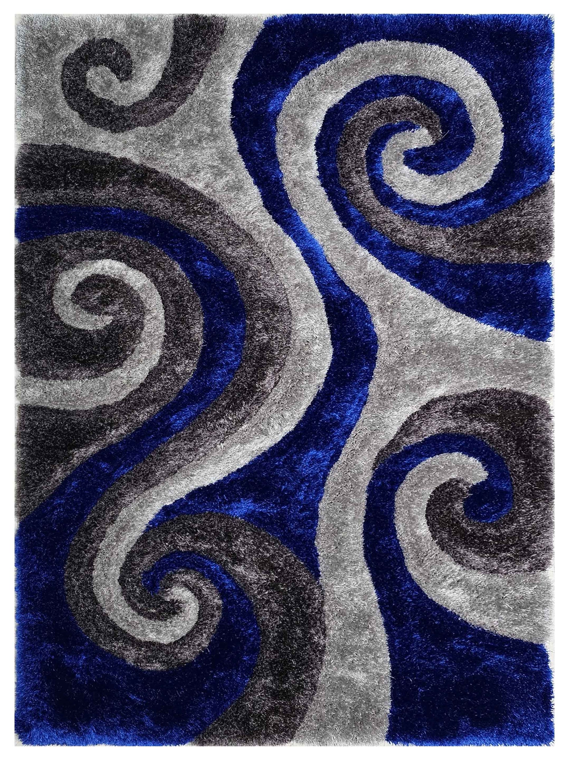 American Cover Design 3D Shaggy 3D 805 Electric Blue  Modern Tufted Rug