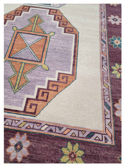 Artisan Blossom Ivory Aubergine Traditional Knotted Rug - Rugs - Artisan - Atlanta Designer Rugs
