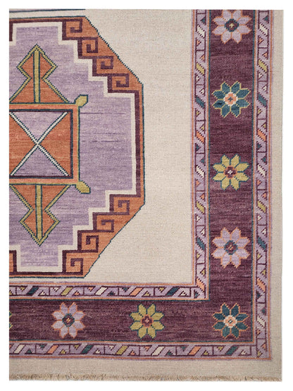 Artisan Blossom Ivory Aubergine Traditional Knotted Rug - Rugs - Artisan - Atlanta Designer Rugs