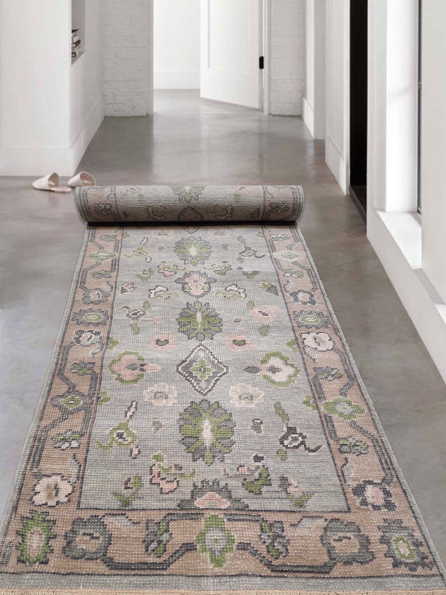 Artisan Blossom  Grey Beige Traditional Knotted Rug