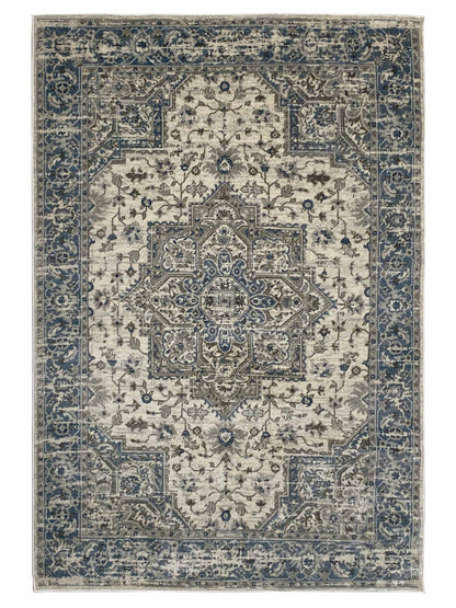 Artisan Bella Cream Blue Transitional Machinemade Rug - Rugs - Artisan - Atlanta Designer Rugs