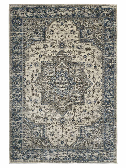 Artisan Bella Cream Blue Transitional Machinemade Rug - Rugs - Artisan - Atlanta Designer Rugs