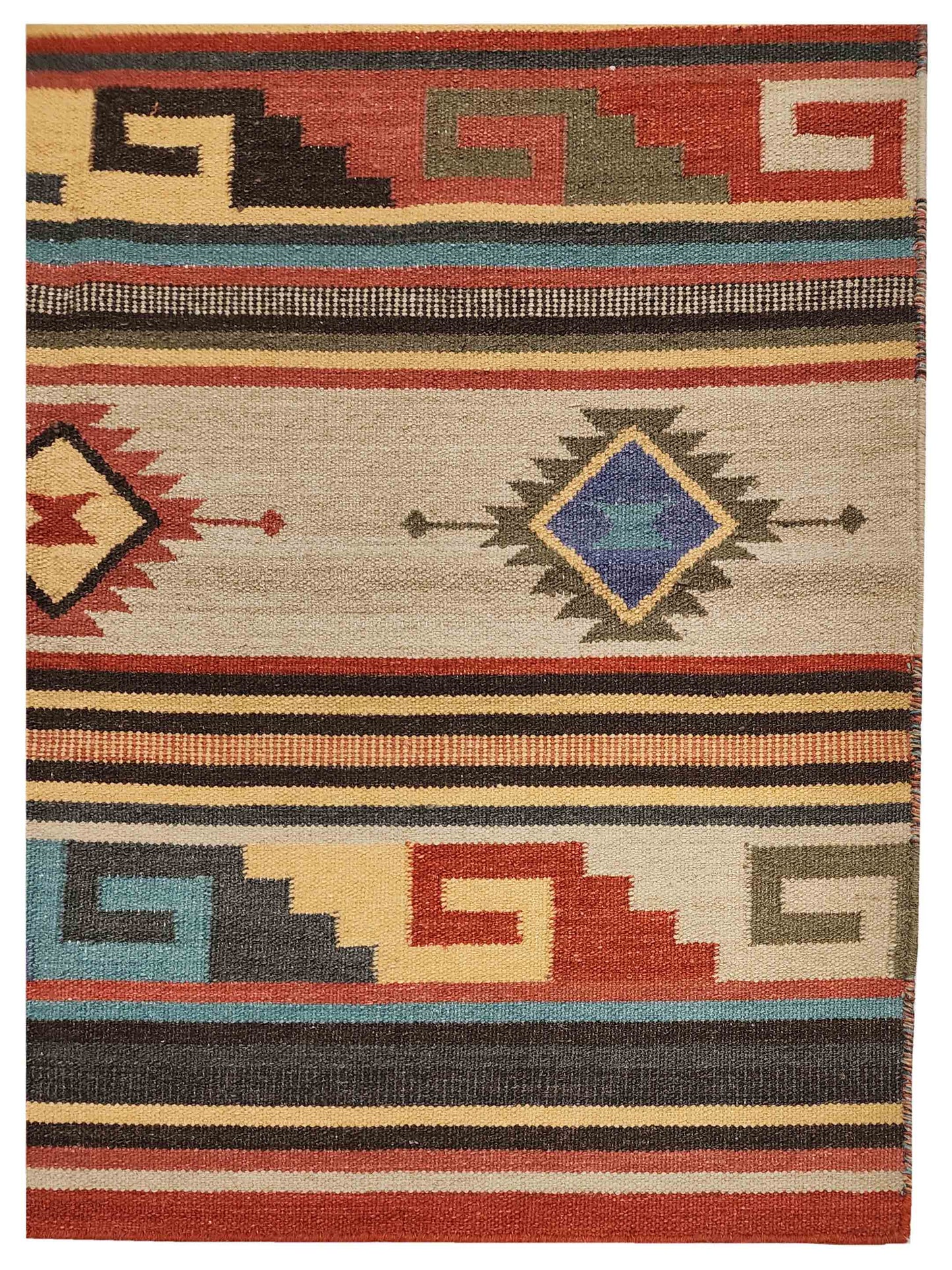 Artisan Kim Red Beige Kilim Woven Rug - Rugs - Artisan - Atlanta Designer Rugs