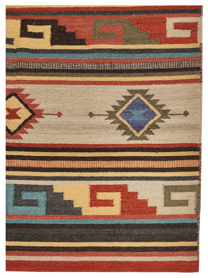 Artisan Kim Red Beige Kilim Woven Rug - Rugs - Artisan - Atlanta Designer Rugs