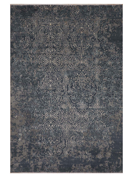 Artisan Mary Grey Blue Contemporary Knotted Rug - Rugs - Artisan - Atlanta Designer Rugs