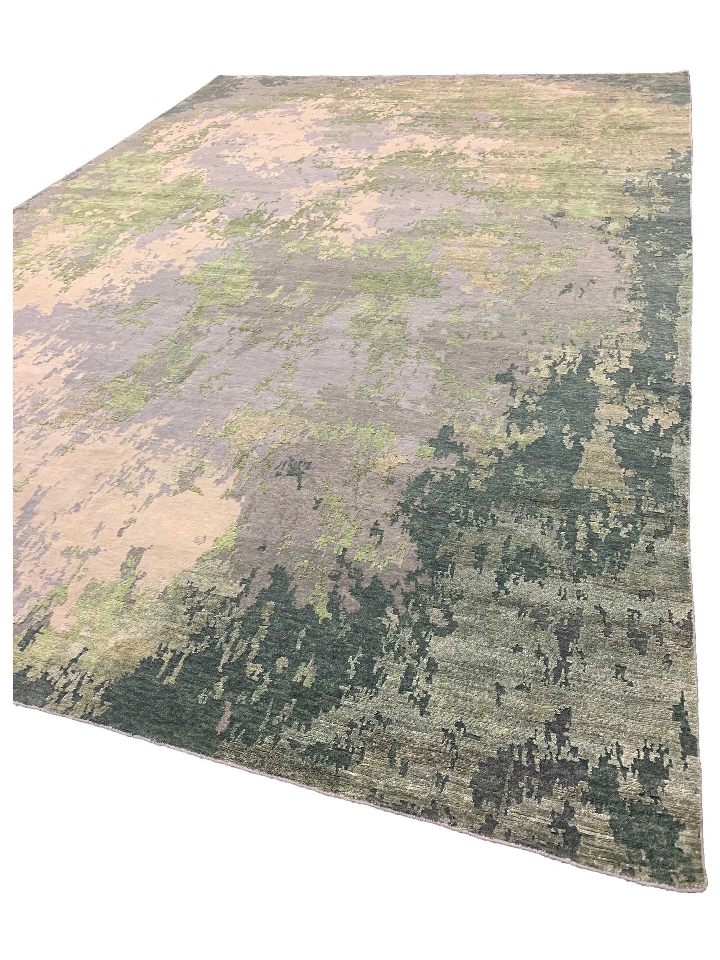 Artisan Mary  Green  Contemporary Knotted Rug