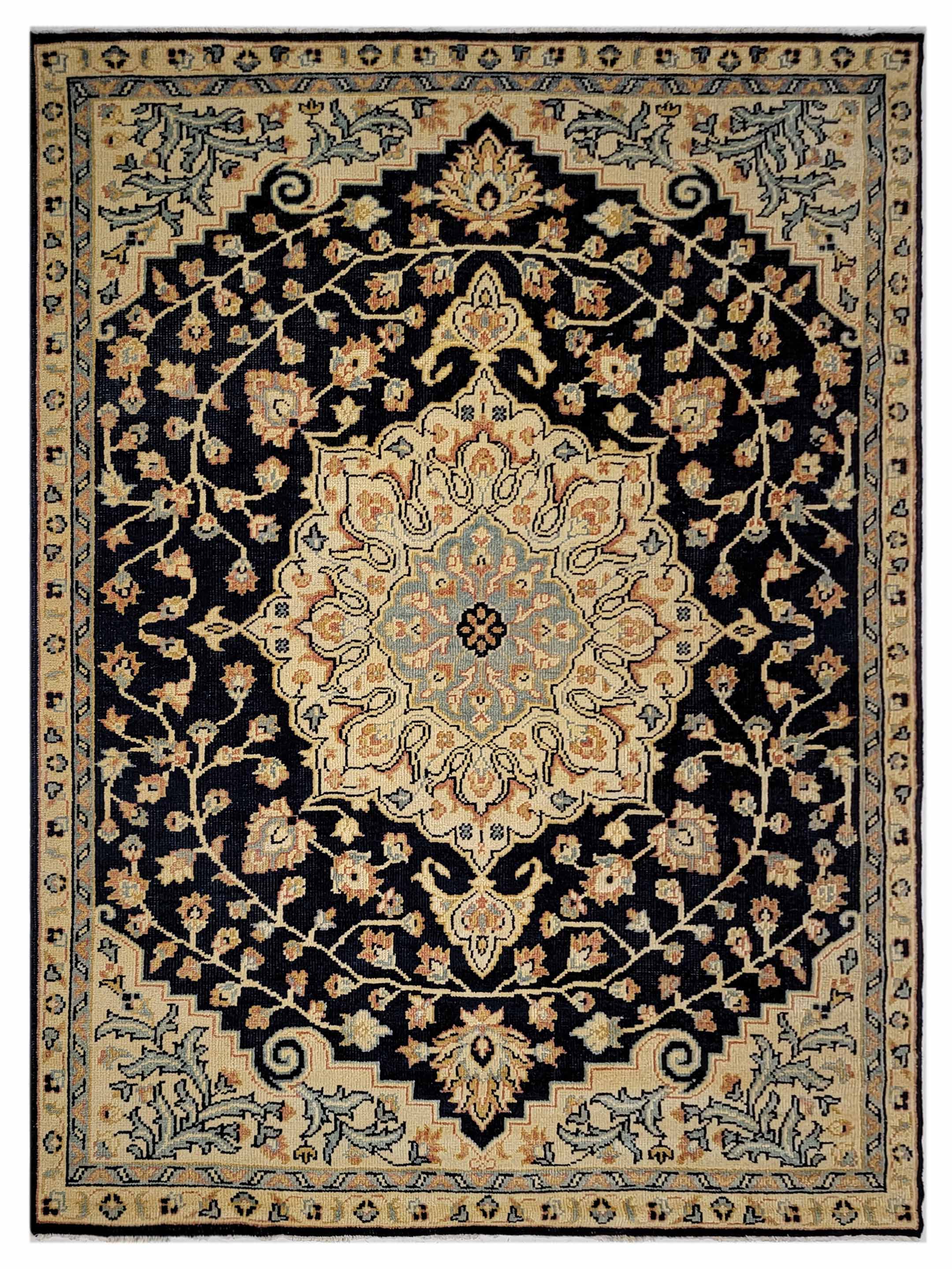 Artisan Aimee Navy Gold Traditional Knotted Rug – Atlanta Designer Rugs