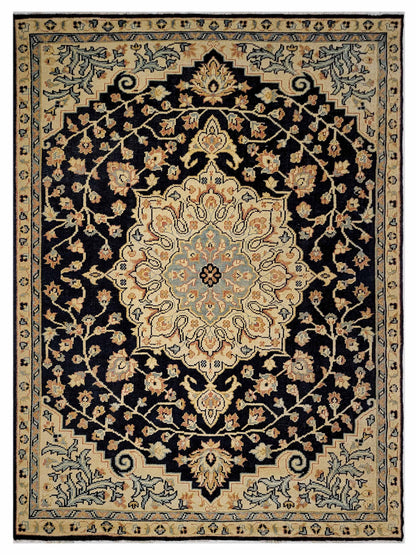 Artisan Aimee Navy Gold Traditional Knotted Rug - Rugs - Artisan - Atlanta Designer Rugs