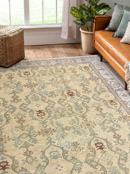 Artisan Uma Gold Beige Traditional Knotted Rug - Rugs - Artisan - Atlanta Designer Rugs