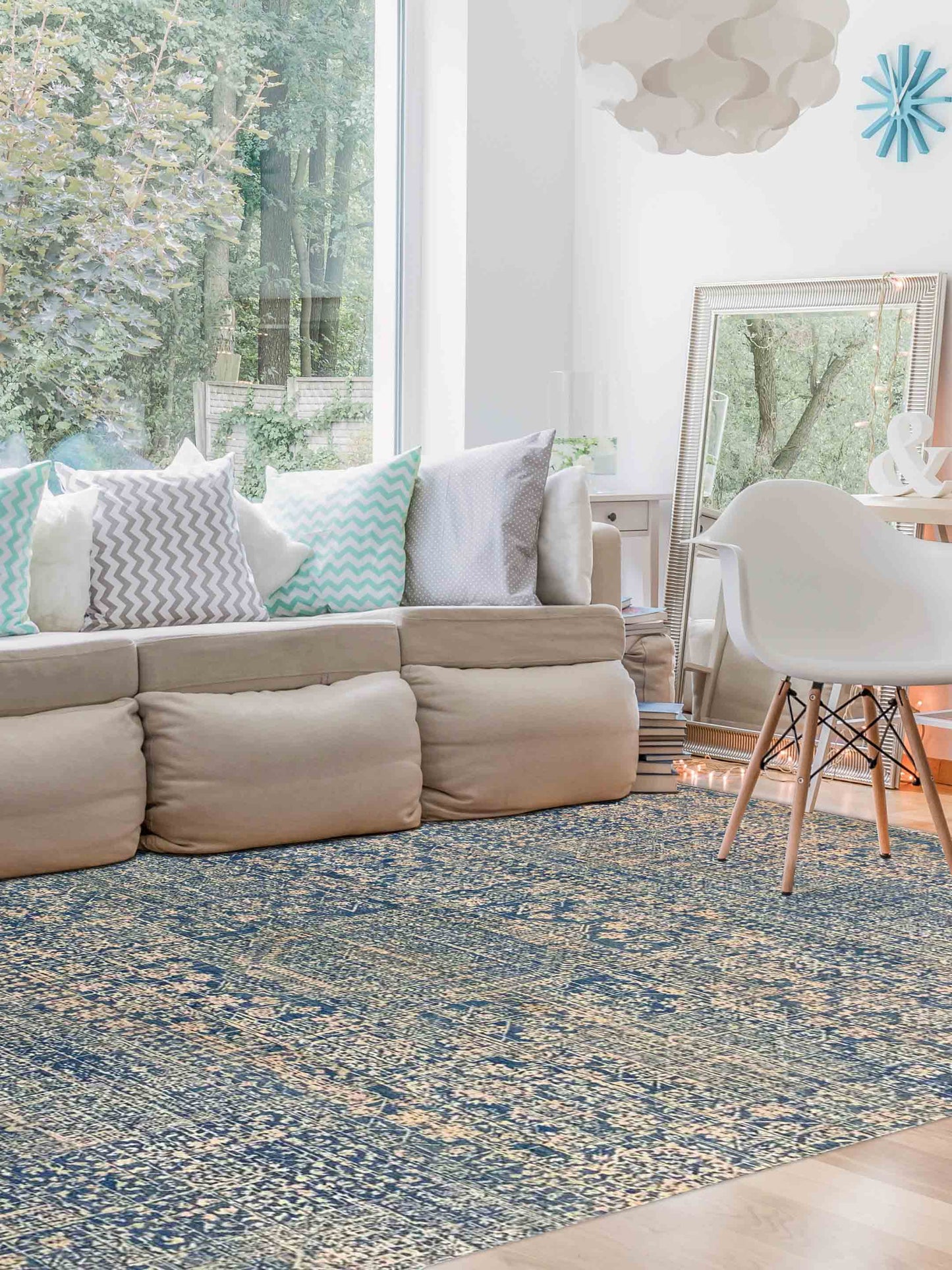 Artisan Adele  Silver Blue Transitional Knotted Rug