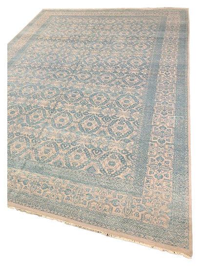 Artisan Victoria  Beige Lt.Blue Modern Knotted Rug