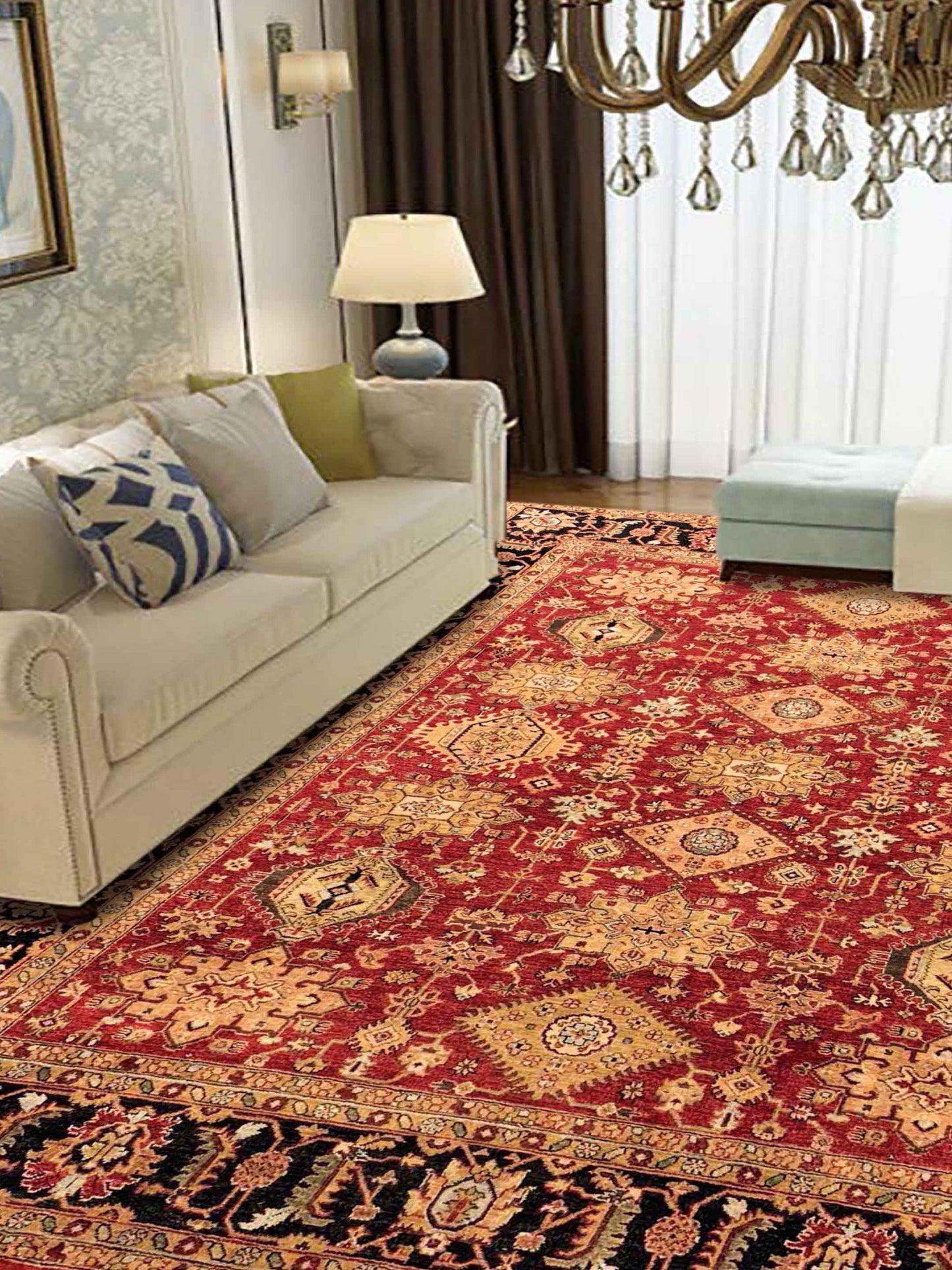 Artisan Anna  Red Black Traditional Knotted Rug