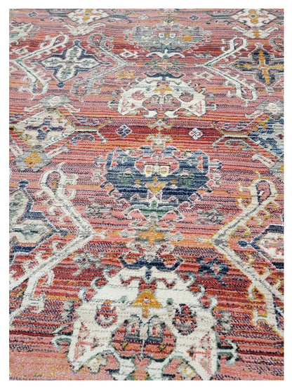 Artisan Bellisimo Red Ivory Traditional Machinemade Rug