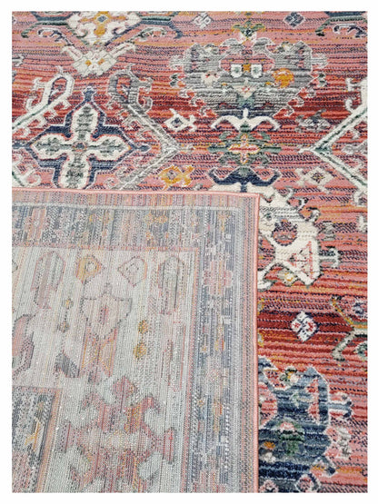 Artisan Bellisimo Red Ivory Traditional Machinemade Rug