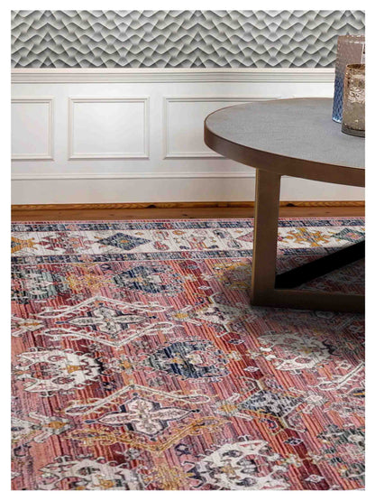 Artisan Bellisimo Red Ivory Traditional Machinemade Rug