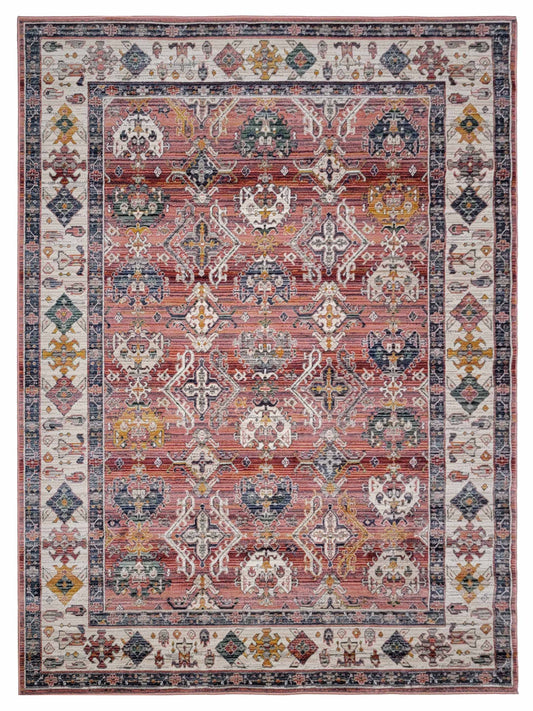 Artisan Bellisimo Red Ivory Traditional Machinemade Rug