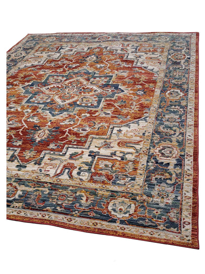 Artisan Bellisimo Red Blue Traditional Machinemade Rug