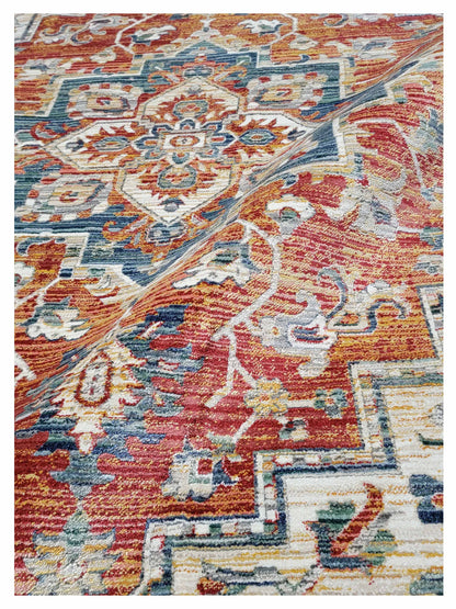 Artisan Bellisimo Red Blue Traditional Machinemade Rug