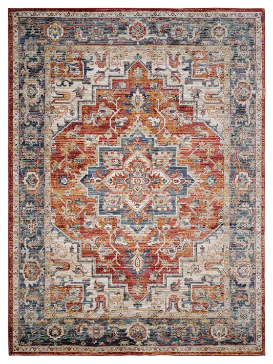 Artisan Bellisimo Red Blue Traditional Machinemade Rug