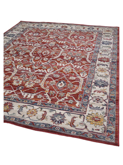 Artisan Bellisimo Red Ivory Traditional Machinemade Rug