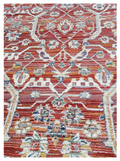 Artisan Bellisimo Red Ivory Traditional Machinemade Rug