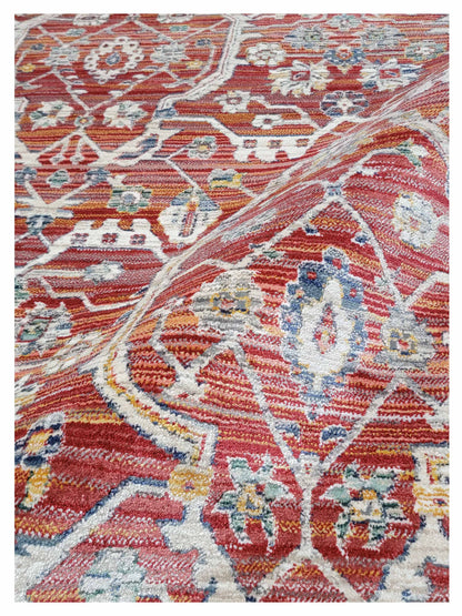 Artisan Bellisimo Red Ivory Traditional Machinemade Rug