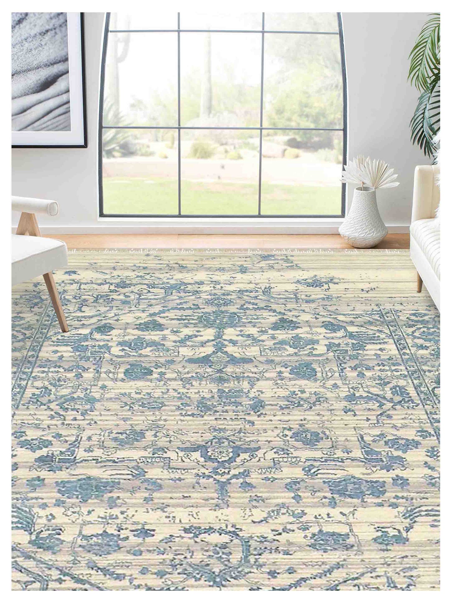 Limited DALBY DA-708 Ivory Blue  Transitional Knotted Rug