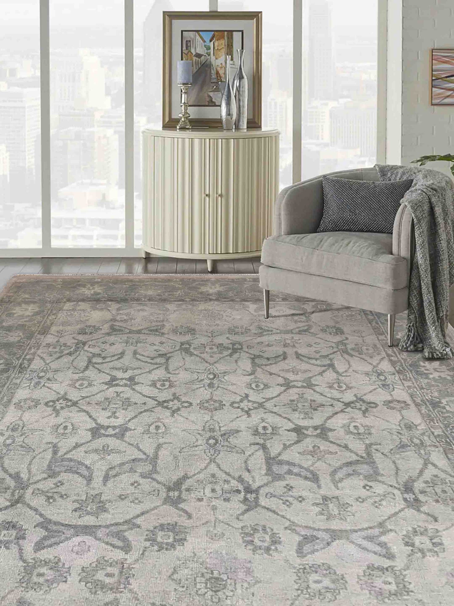 Artisan Emma  Cream  Traditional Knotted Rug