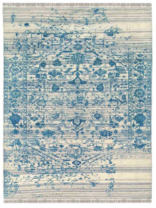 Limited DALBY DA-722 Ivory Blue Transitional Knotted Rug