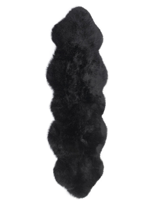 Auskin Shawnee Premim Double Pelts Black Sheepskin Crafted Rug
