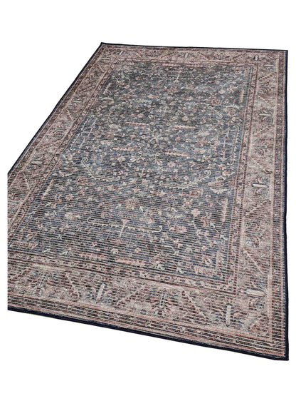 Artisan Washable  Blue Beige Transitional Machinemade Rug