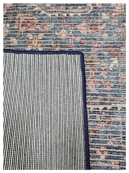 Artisan Washable  Blue Beige Transitional Machinemade Rug