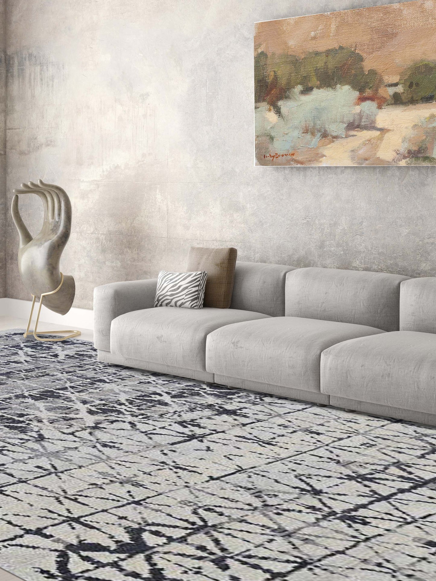 Artisan Felicity  White Grey Transitional Knotted Rug