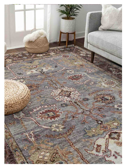 Grey Patterned Rug Traditional Hand Knotted Traditional Grey Brown Rug – Atlanta Designer Rugs