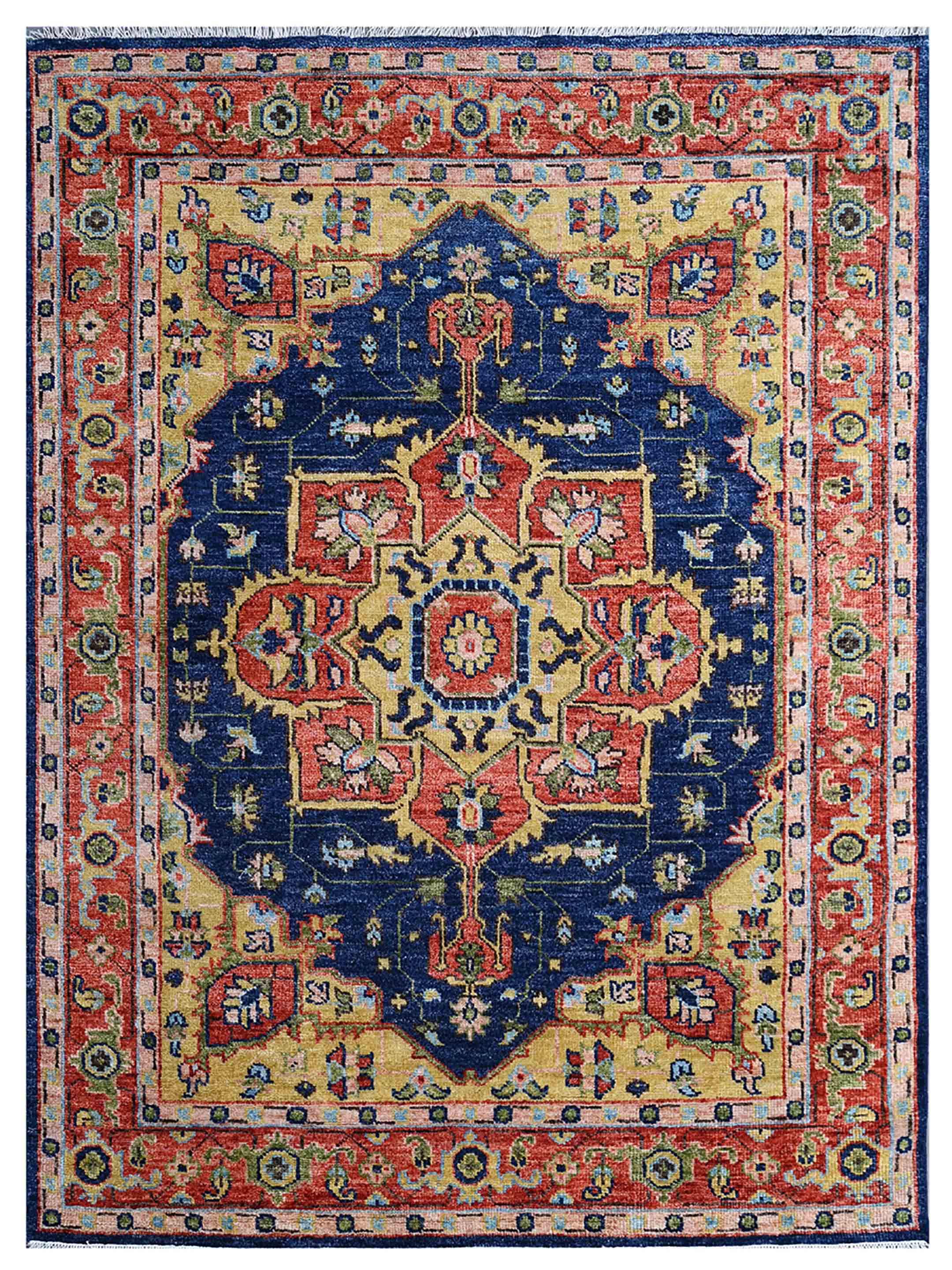 Felicity Navy Rust Traditional Knotted Rug - New Zealand Wool | Atlanta ...