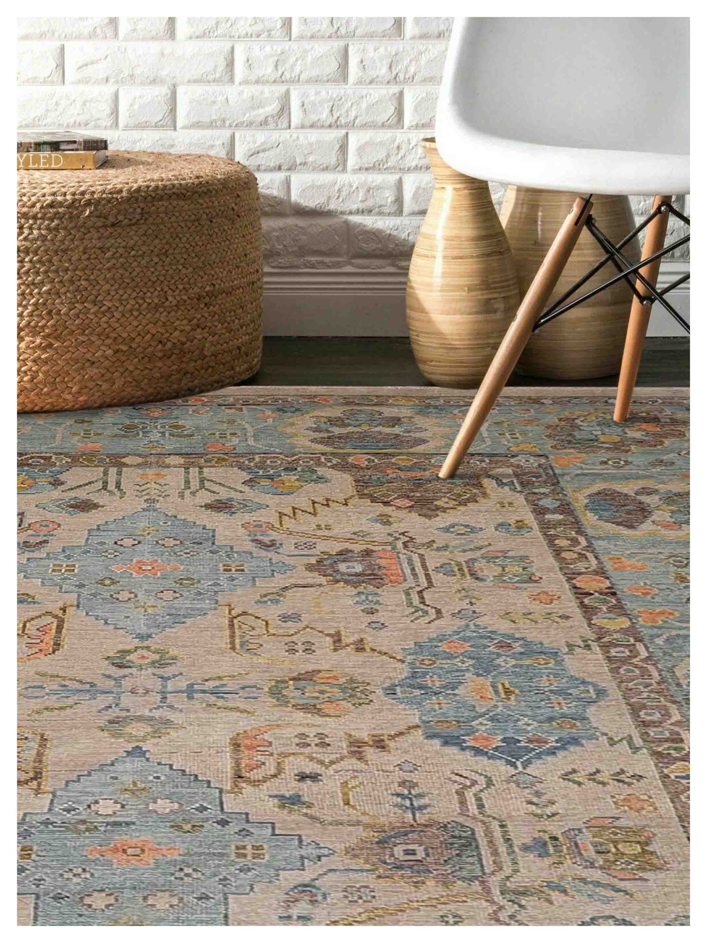 Artisan Blossom-2  Beige Grey Traditional Knotted Rug