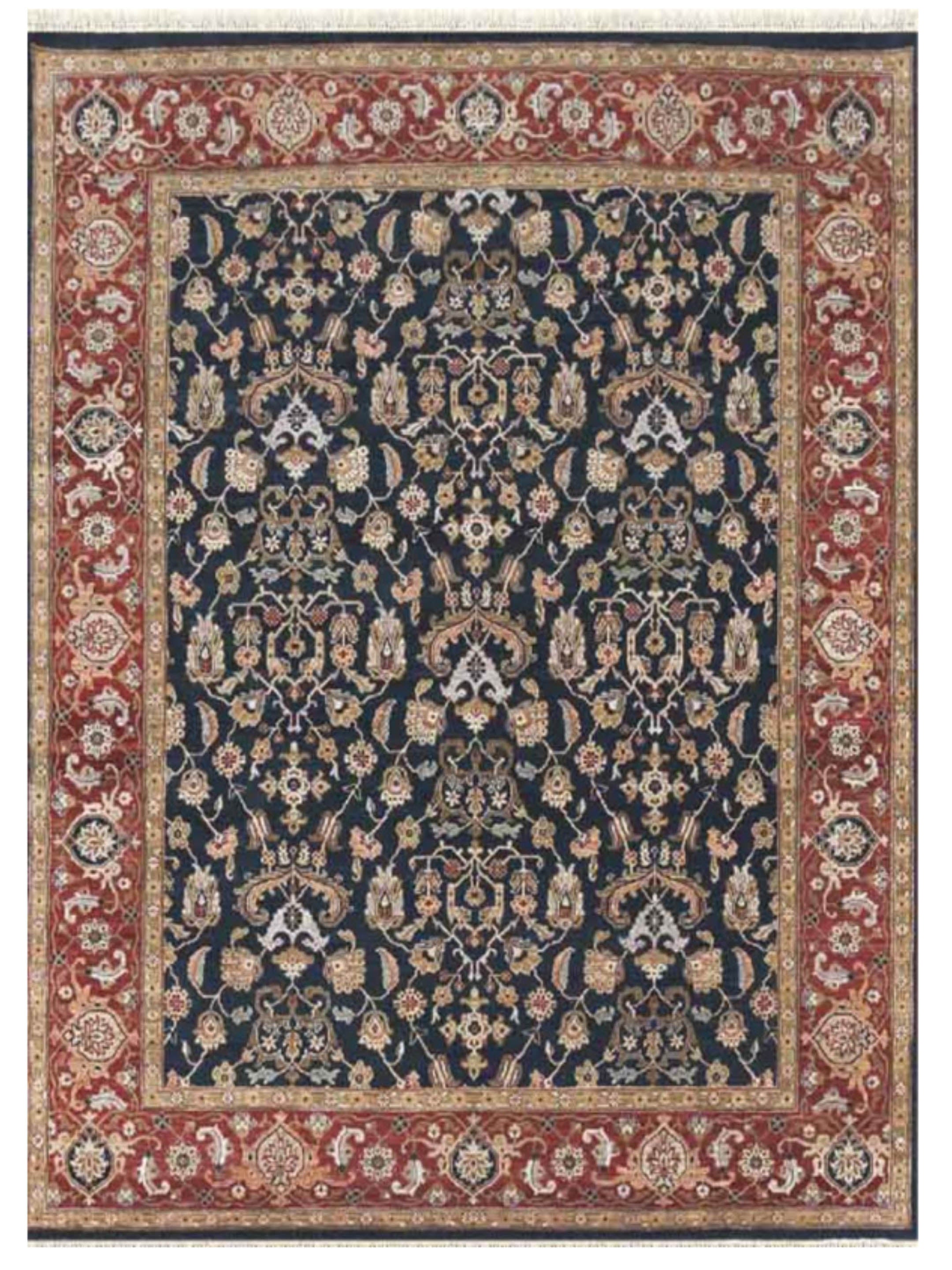 Limited Sophie PRT420 Tribal Navy Burgundy Traditional Knotted Rug