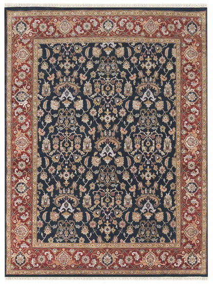 Limited Sophie PRT-420 Trible Navy Burgundy Red Traditional Knotted Rug
