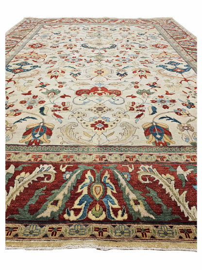 Artisan Gwyneth  Ivory Red Traditional Knotted Rug