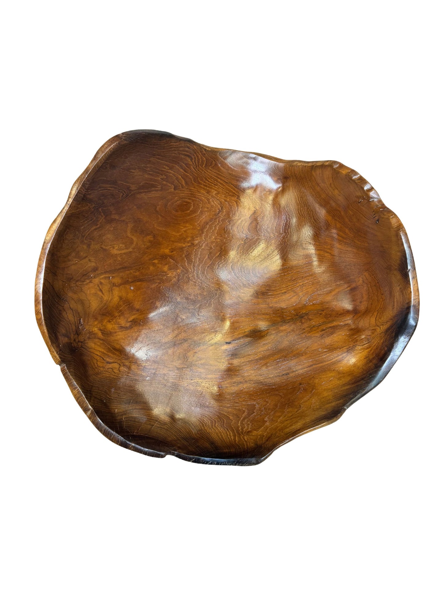 Eclectic Home Accent Teak Large Thin Bowl Wooden  Decor Furniture